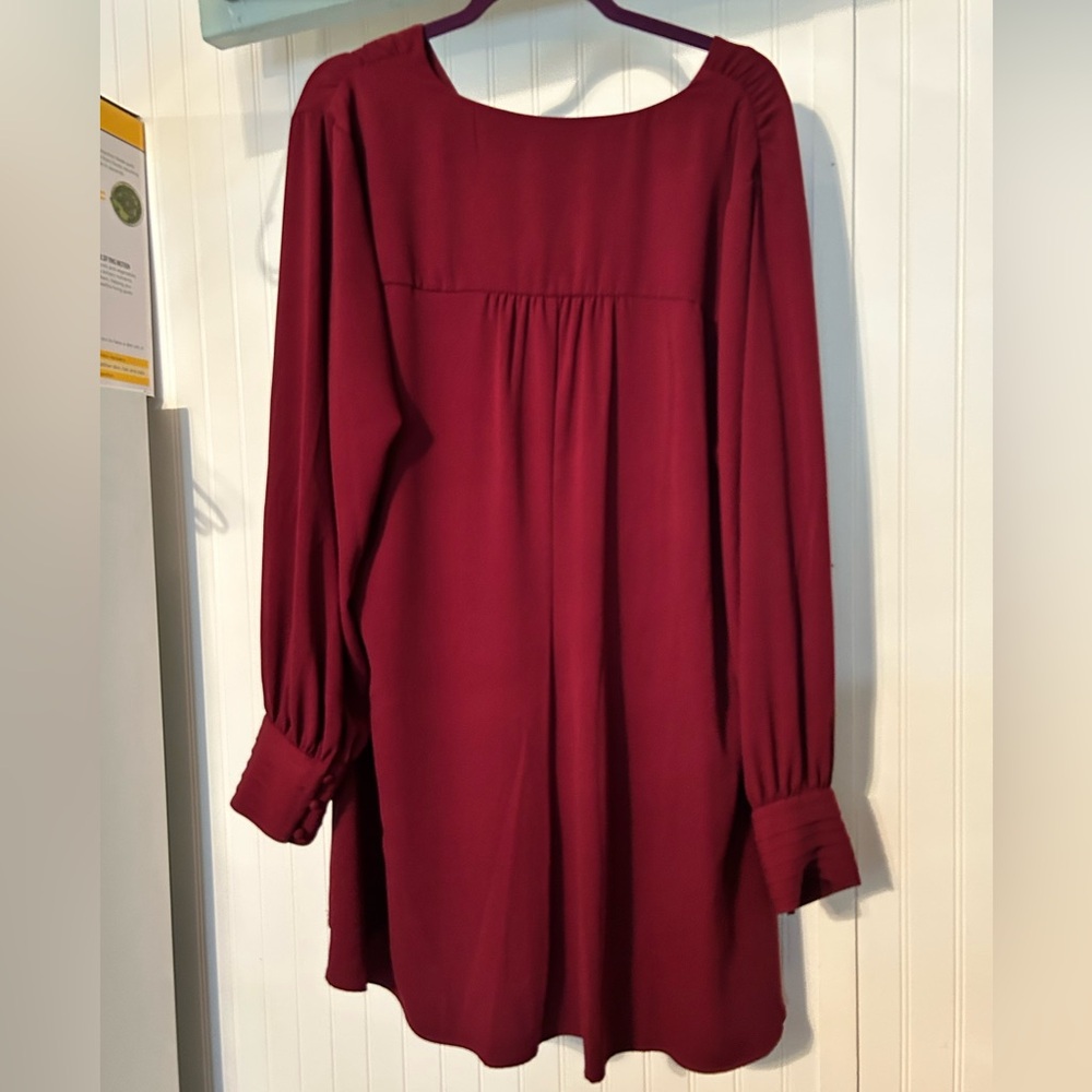 A New Day Burgundy V-Neck Dress - Picture 2 of 8